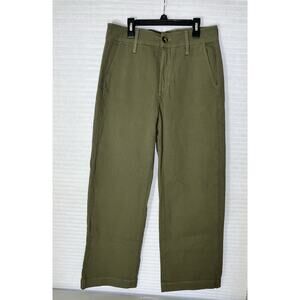 American Giant Wide Leg Pants Womens 6 Moss Green Heavyweight Cotton Stretch